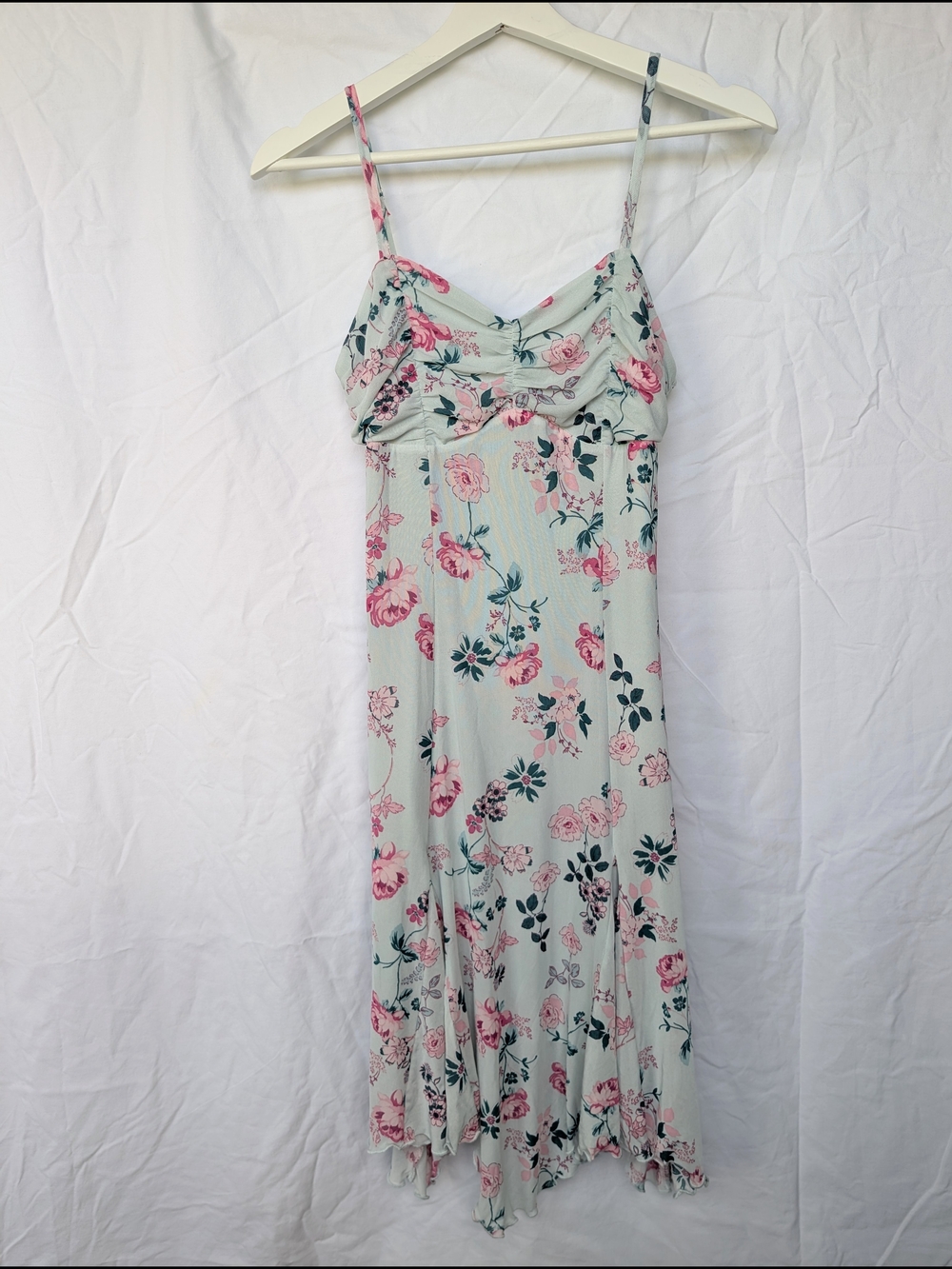 Kirious Los Angeles Floral Mesh Y2K Midi Dress In Blue And Pink - Medium